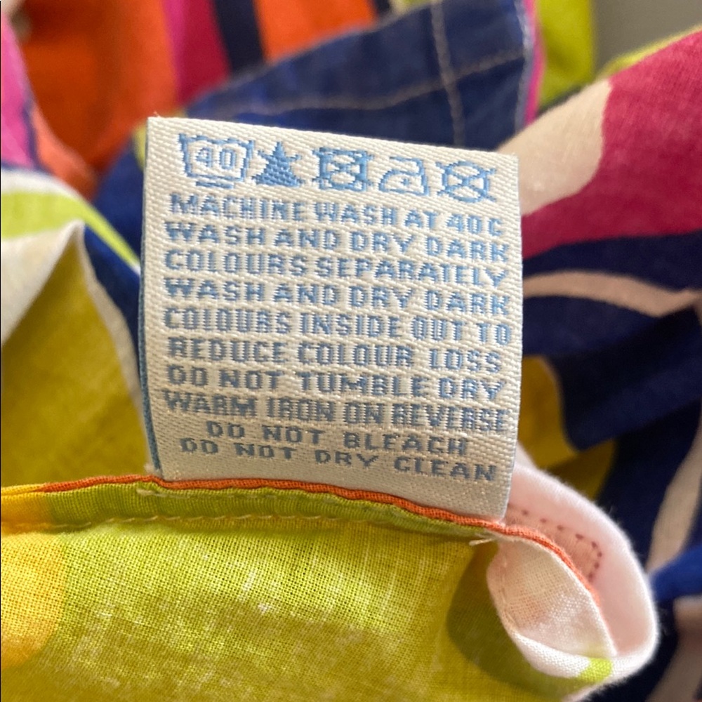 Boden | Lime Green Orange Purple Sheath Dress V-Neck Floral Detail 3/4 Sleeves 6 - Picture 7 of 8